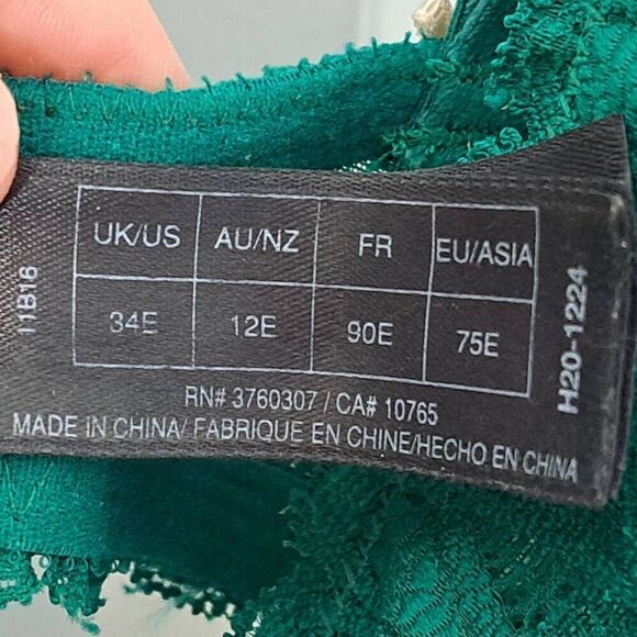 Heidi Klum Intimates Women's Dreamtime Lace Plunge Bra Emerald Green size 34E - Picture 6 of 7
